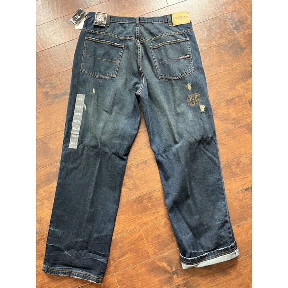 Vintage NWT Y2K Def Jam Baggei Straight Leg Distressed Embroidered Jean 40x34 - Picture 8 of 10